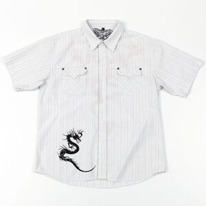 Soho New York Clothing Co Dragon Graphic Button Up Shirt Size XL